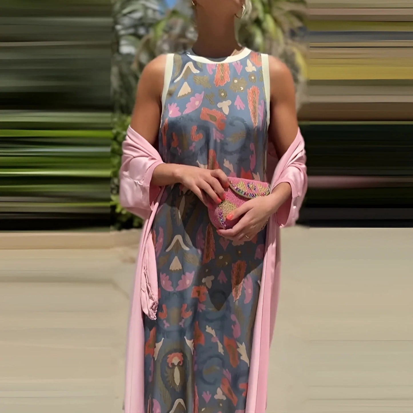 Maruta Fabrizi™ Damska sukienka maxi bez rękawów i kopertowy dekolt