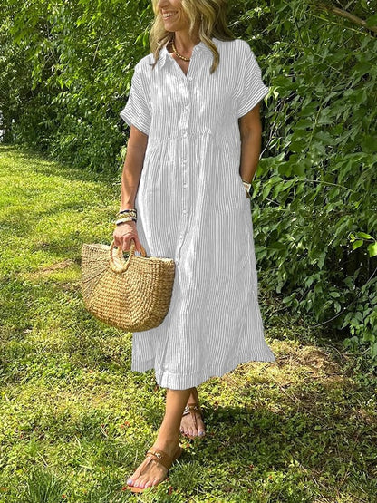 Mirella Minerva™ Sukienka w paski zapinana na guziki
