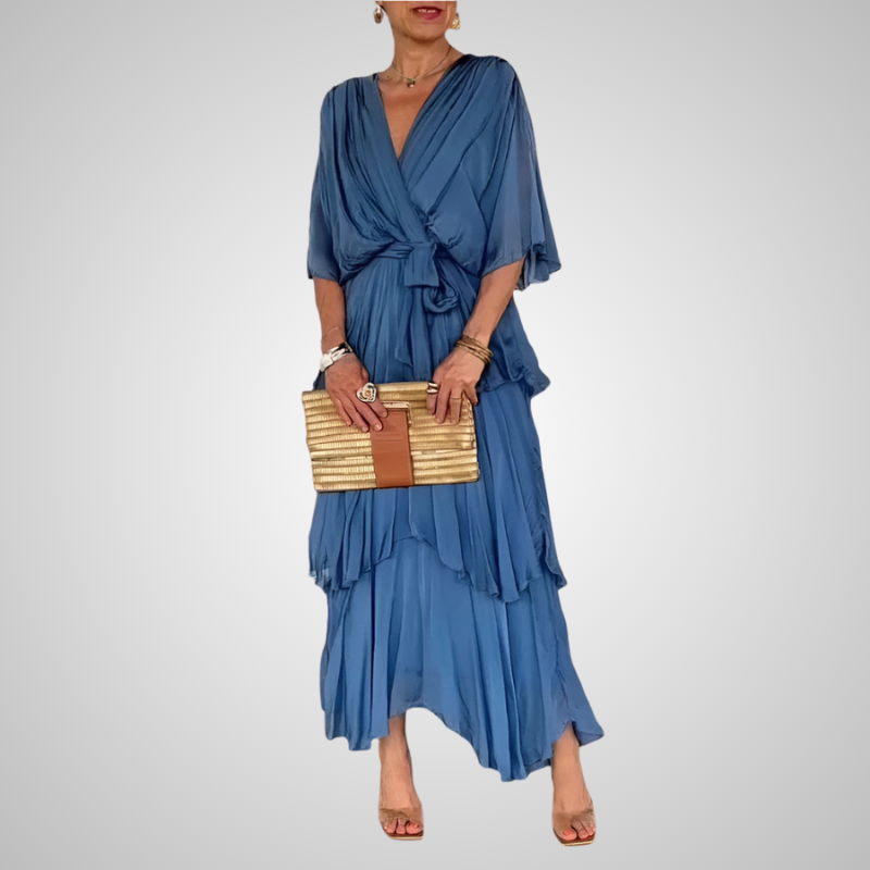 Moira Corda™ Elegancka sukienka warstwowa z dekoltem w serek