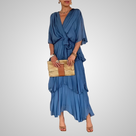 Moira Corda™ Elegancka sukienka warstwowa z dekoltem w serek