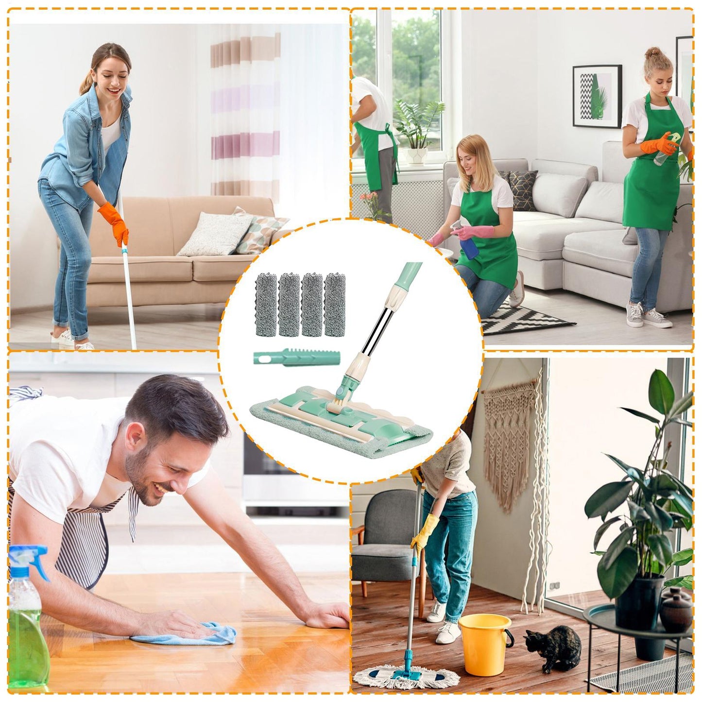 Mop płaski SmartWipe™ z wielorazowymi, zmywalnymi chusteczkami